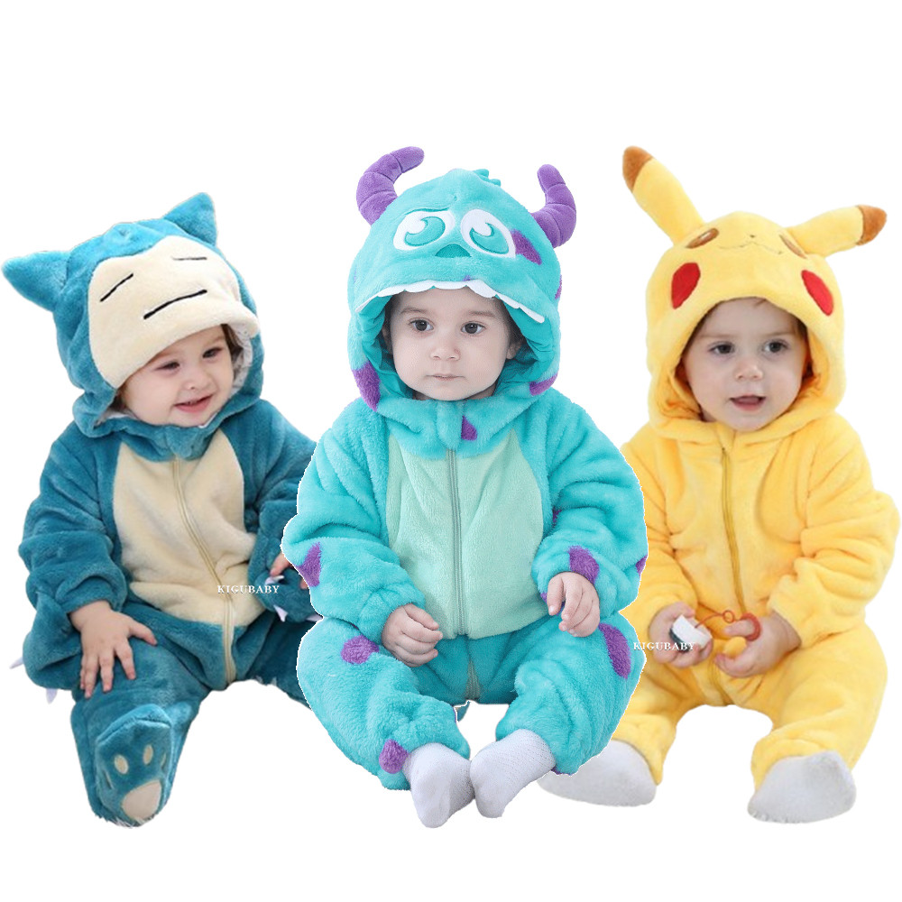 Pokemon Pikachu Snorlax Baby Clothes Baby Jumpsuit Pajamas Newborn Bodysuit 0-3 Years Old Cosplay