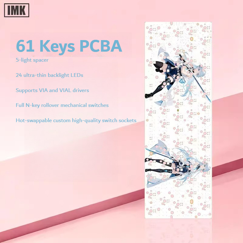 IMK Female Warrior Keyboard PCB 61 Keys Hot-Swap PCbA Keyboard Positioning Plate Custom Light