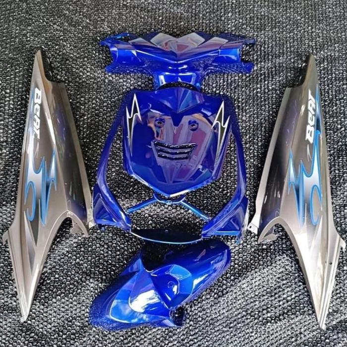 Full body halus Honda beat karbu warna biru candy body silver