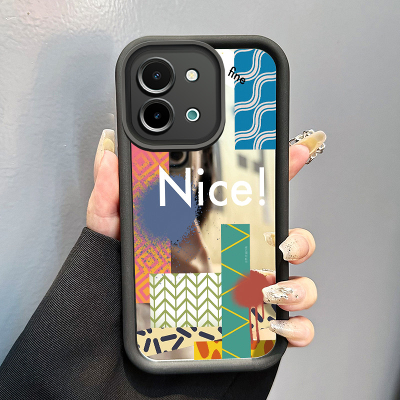 Casing Hp Untuk VIVO Y28 2024 Case Garis sambungan warna-warni Mirror Kasing silikon cocok pria dan 