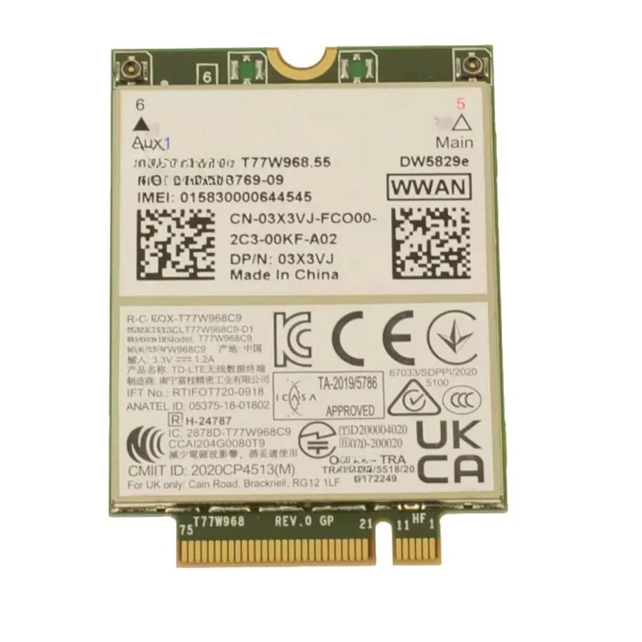 Wireless DW5829e M.2 Mobile Broadband 4G WWAN Card 3X3VJ for Dell Latitude 7420