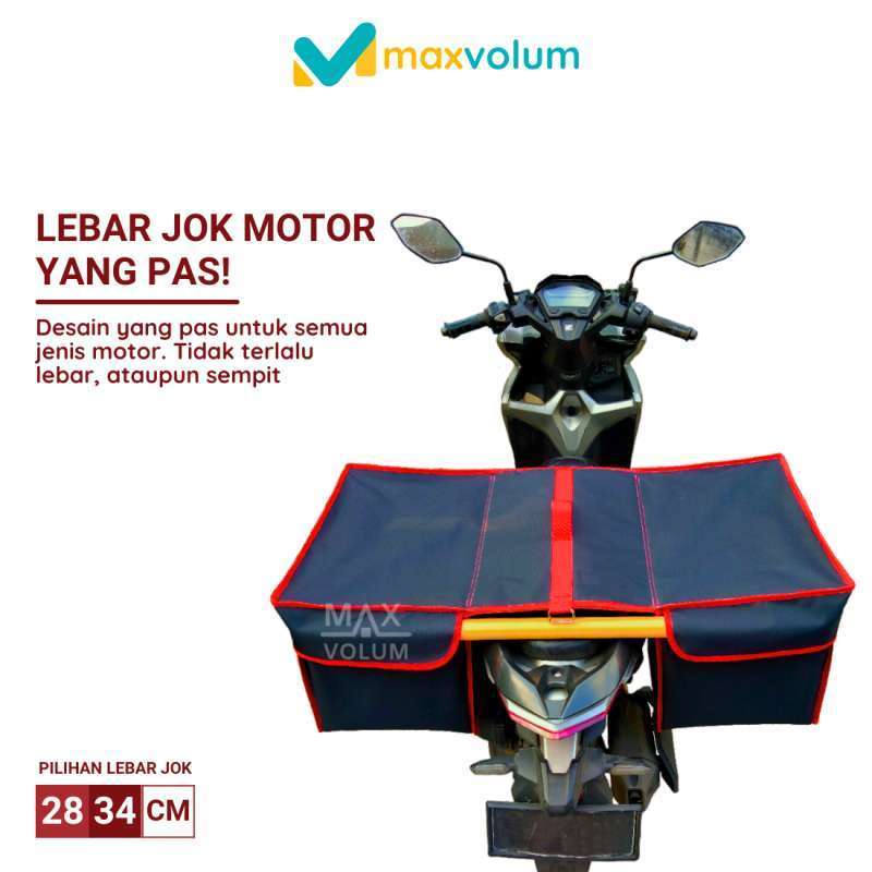 Readyyy Maxvolum Tas Motor Anti Air Sedang Hitam List Merah Tas Obrok / Tas Kronjot / Tas Kurir /