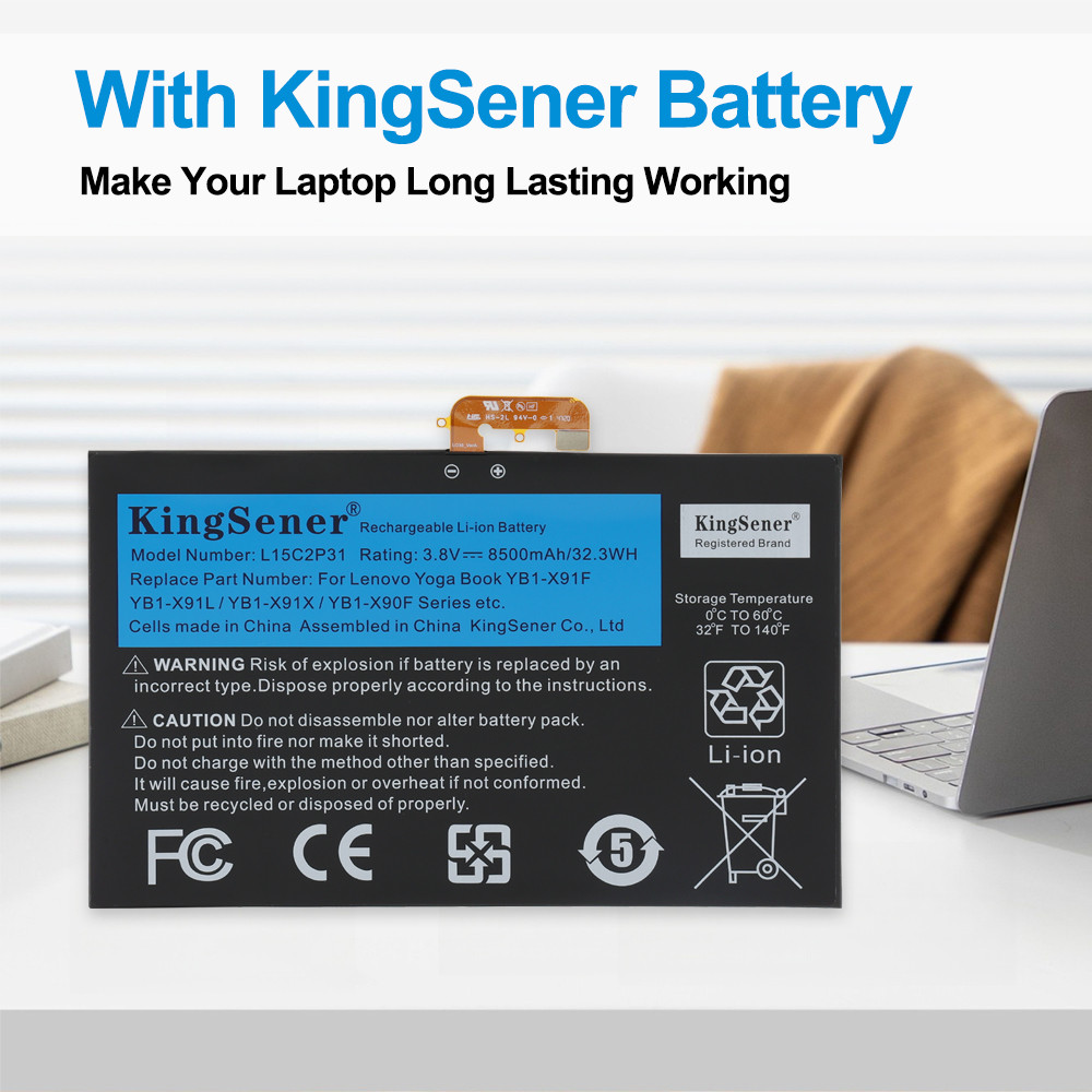 KingSener L15C2P31 8500mAh Laptop Battery For Lenovo Yoga Book YB1-X91F X91L X91X YB1-X90F YB1-X90L