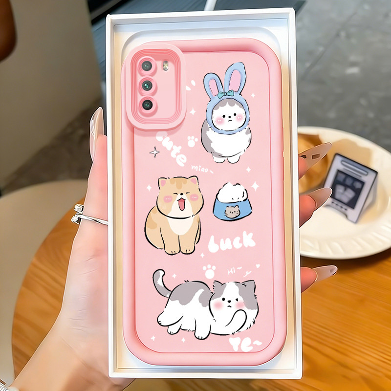 Casing Hp untuk POCO M3 Case Kelinci Kucing Kasing bagus bahan silikon Cesing Softcase Kesing