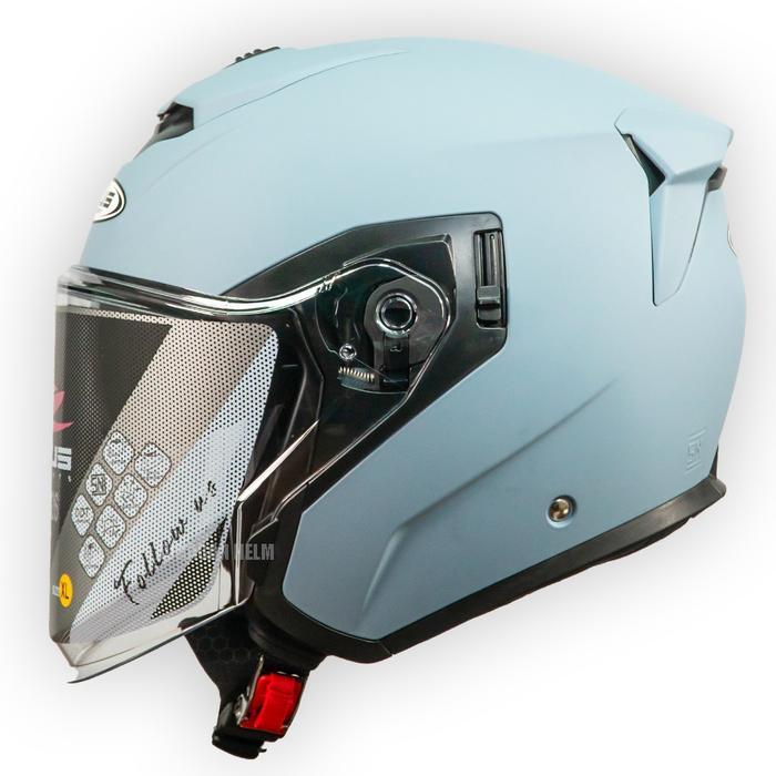 ZEUS ZS626 Z626 FLBLUGREY HALF FACE DOUBLE VISOR