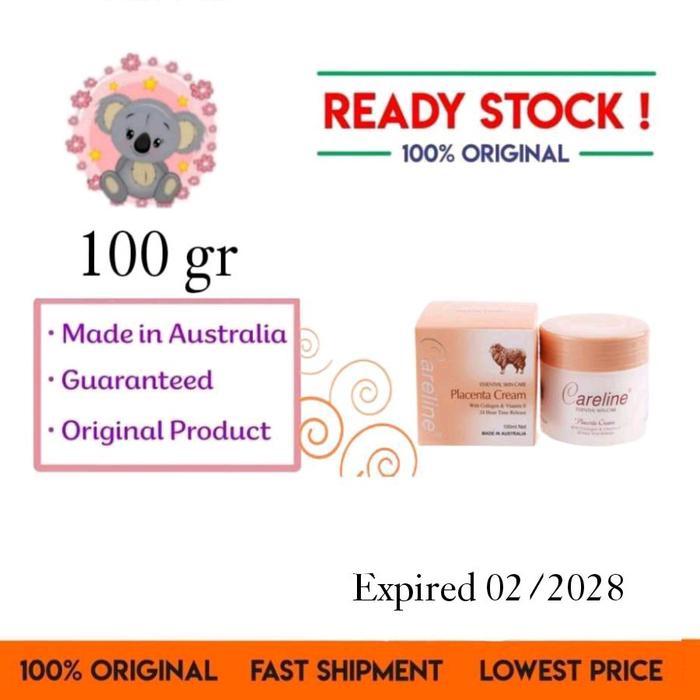 Careline Placenta Cream dengan Kolagen & Vitamin E Ori Australia 100 gr - Krim Pelembab Anti-Kerut
