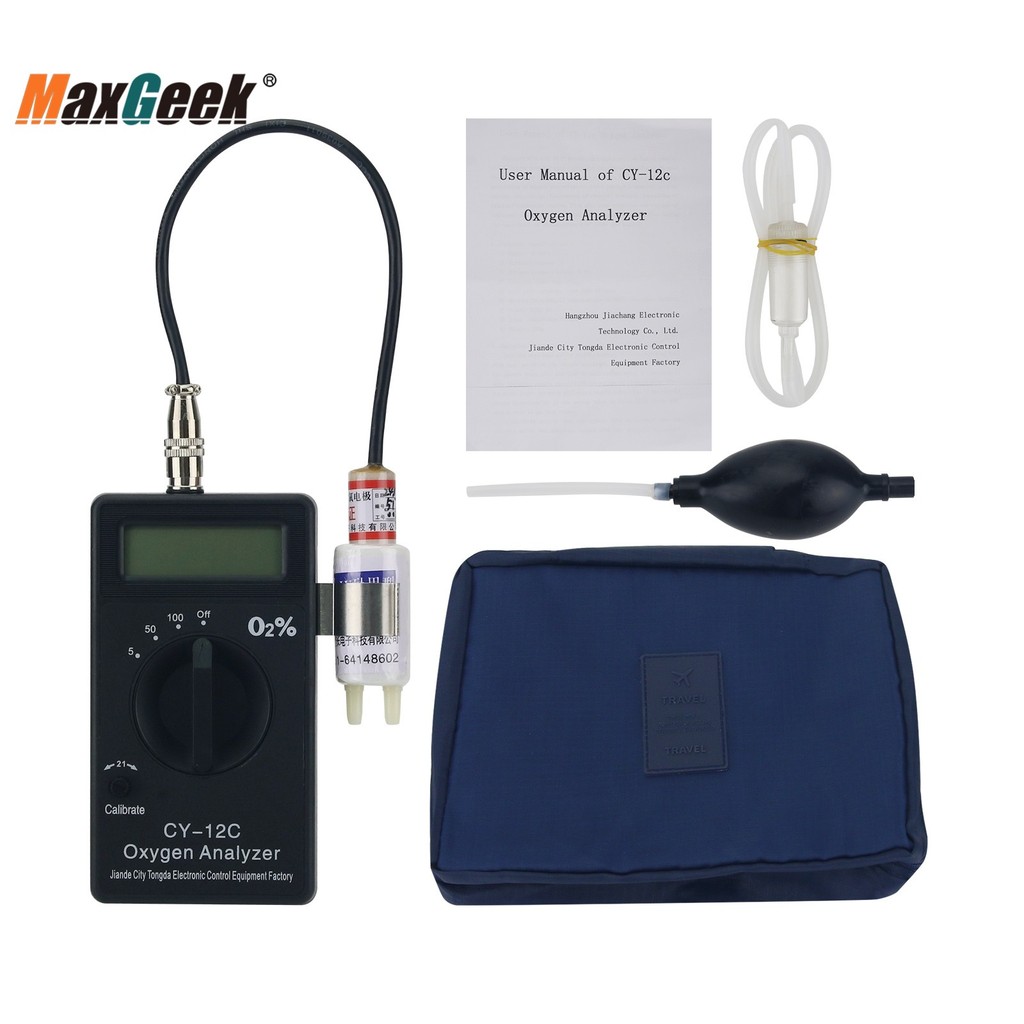 Terbaru Maxgeek CY-12C Handheld Oxygen Analyzer Portable O2 Analyzer (Full Set) Measures 0-100% Oxyg