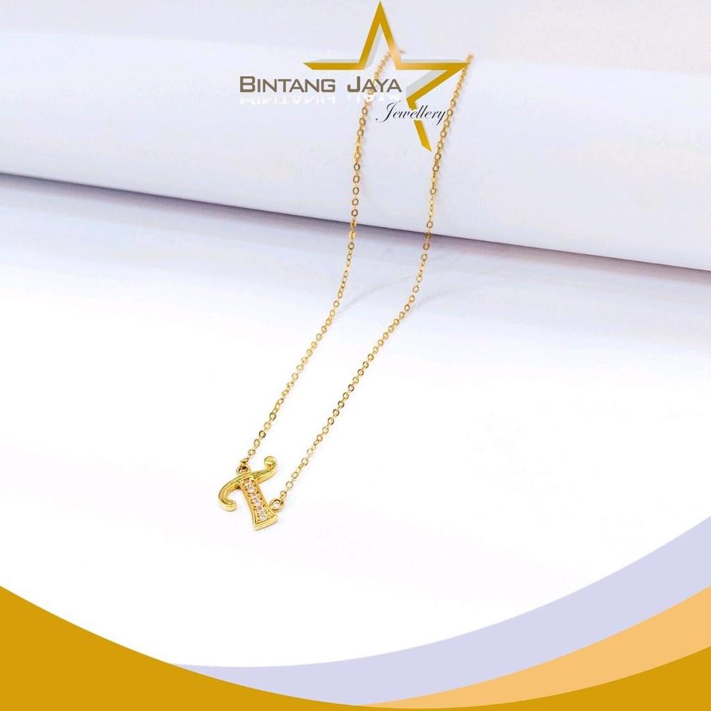 [Special Hemat] - Kalung Emas Asli Asli Nori Variasi Huruf T Mata Putih - Kadar 16K - Berat 2,76gr -