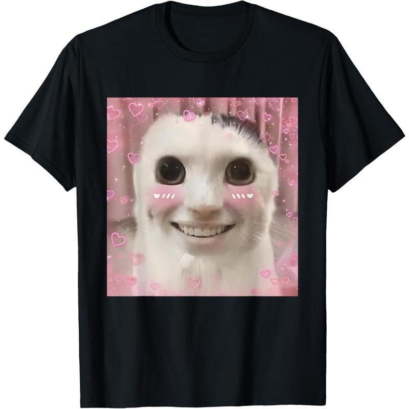 100% Cotton Goofy Ahh Cat Meme Dank Cursed Weirdcore Cringey Banana Cat T-Shirt