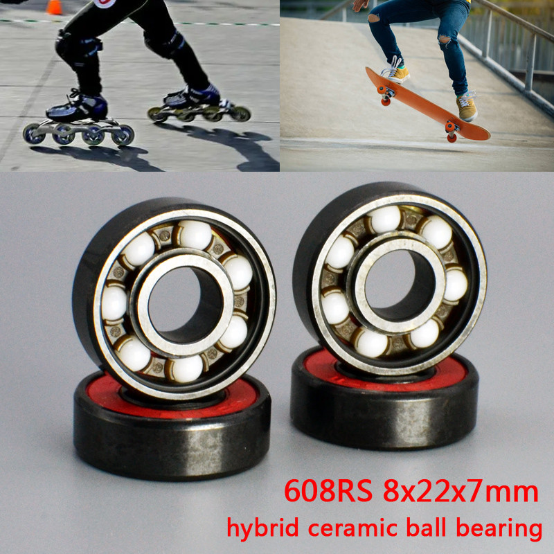 8pcs 608-2RS hybrid ceramic ball bearing Skateboard Wheel Bearing Steel ABEC-11 high speed Ball