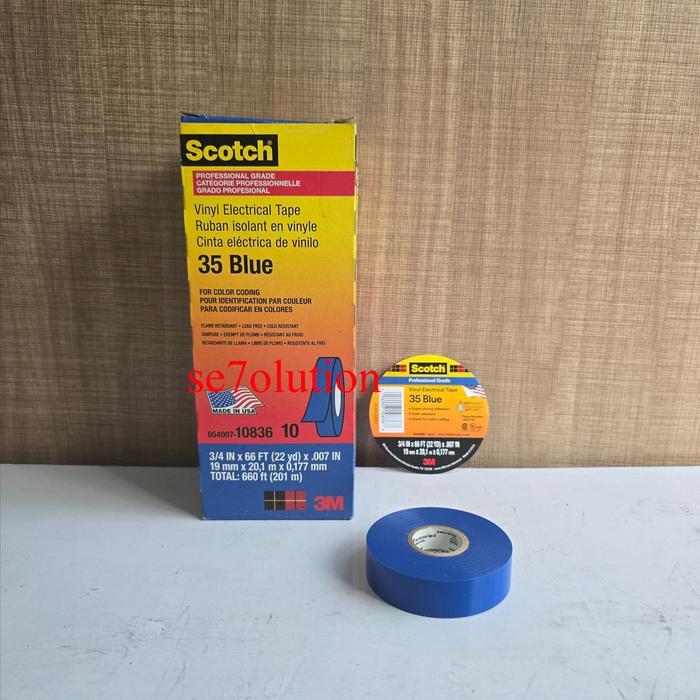 3M Isolasi Scotch 35 Vinyl Electrical Tape Blue (Biru)