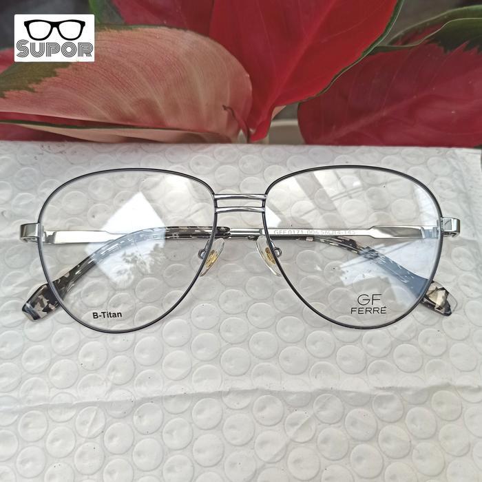 Frame kacamata minus Aviator GF FERRE swiss ORI Titanium Pria wanita