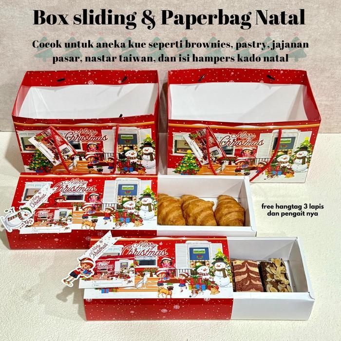 Dus Brownies Natal Sliding Box Hampers Box Brownies Natal Model Sliding 2 Toples 250 gr Dus Kue
