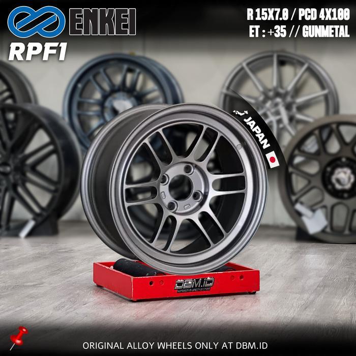 Velg Pelek Mobil ENKEI RPF1 R15 15x7 4x100 et +35 Gunmetal Made In Japan Jazz City Mobilio Brio