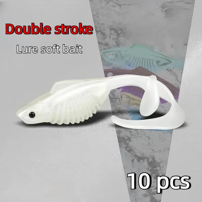 Umpan ikan karet Umpan lembut Tahan gigitan Air tawar Air laut Dua aksi Umpan Enam warna tersedia