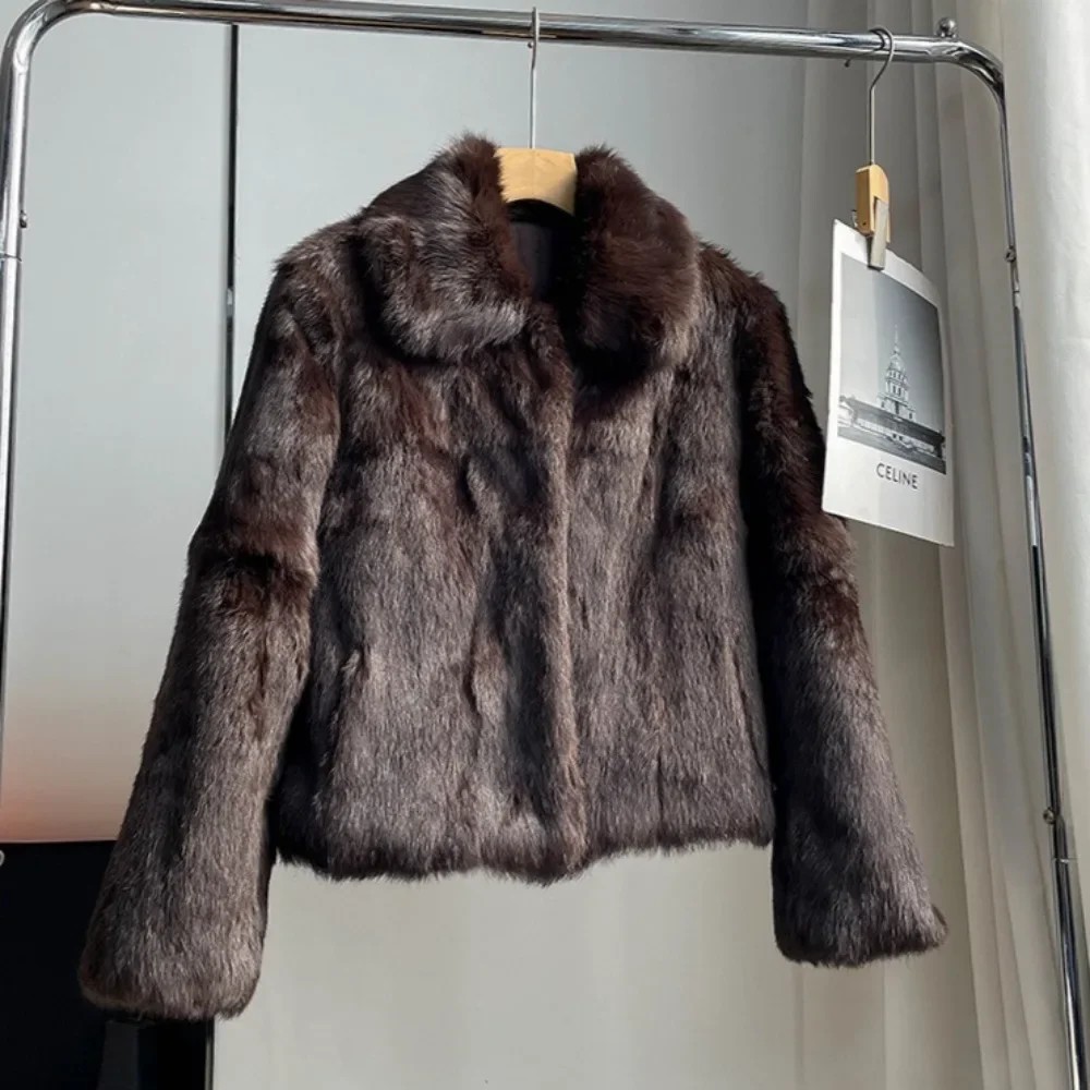 OFTBUY Real Fur Jacket Natural Rabbit Fur Coat Women New Autumn Winter Female Leather and Fur