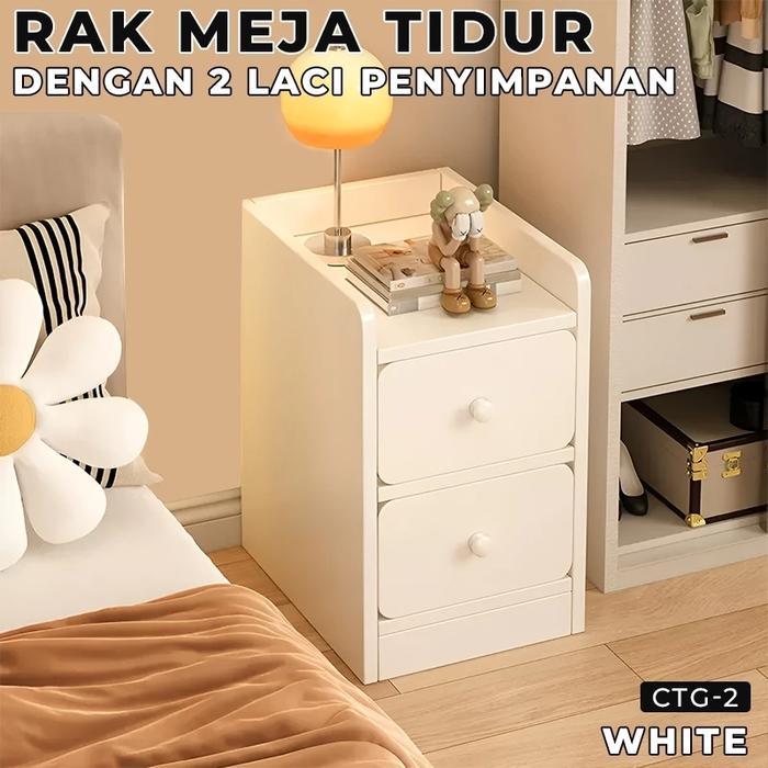 Meja Nakas Kecil CTG Samping Tempat Tidur Rak Meja Kayu Minimalis Modern Meja Alat Make Up
