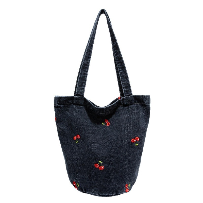 Large Capacity Portable Denim Tote Bags for Women Shoulder Bag Casual Shopping Bags Class Bags for