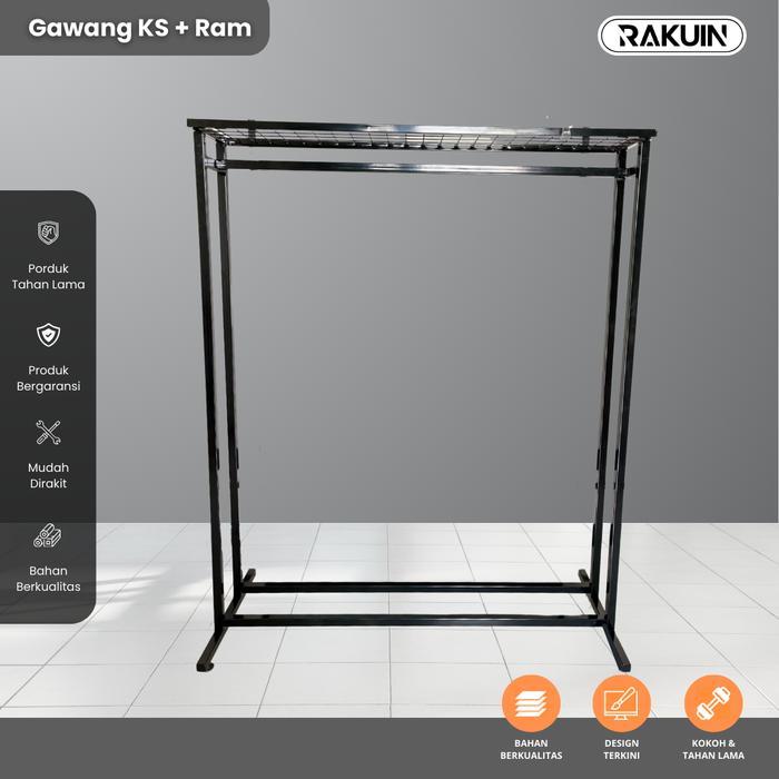 GAWANG KS + RAM - GANTUNGAN BAJU BESI KOKOH DAN TEBAL/GAWANG BAJU-GAMIS/ RAK BAJU KNOCKDOWN-RAKUIN