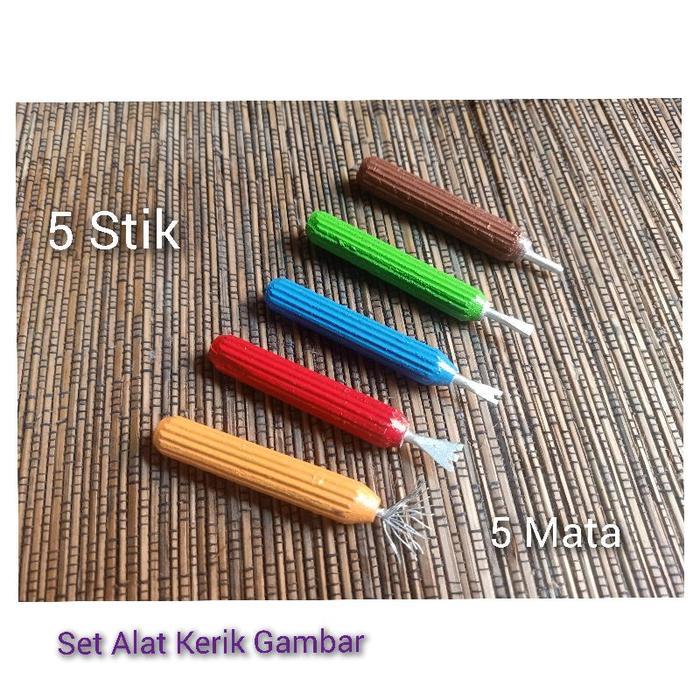 Set Alat Kerik Gambar 5 Stik 5 Mata Alat Gores Krayon Menggambar Teknik Grafito Teknik Kerik
