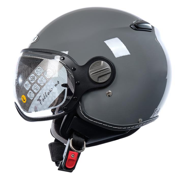 ZEUS 210K GREY RETRO SINGLE VISOR HELMET