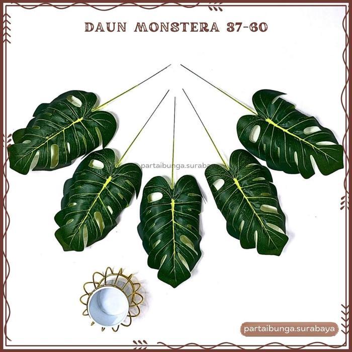 DAUN MONSTERA OVAL LATEX / DAUN MONSTERA LATEX TANGKAI / DAUN MONSTERA LATEX ARTIFICIAL DEKORASI