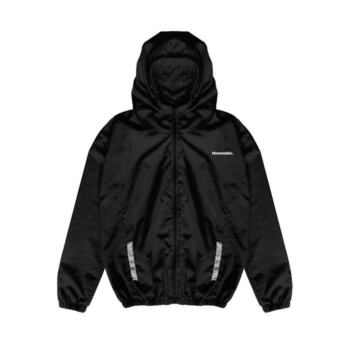 HONORABLE - Stelan Olahraga Jaket Running Pria One Set Hitam