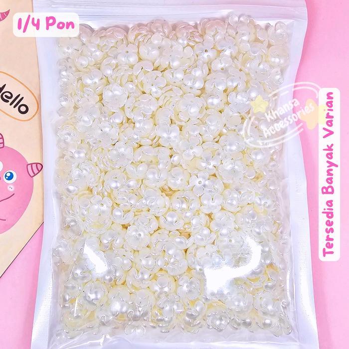(1/4 PON) Manik Manik Kelopak Bunga Mutiara Akrilik DIY Beads - BH173