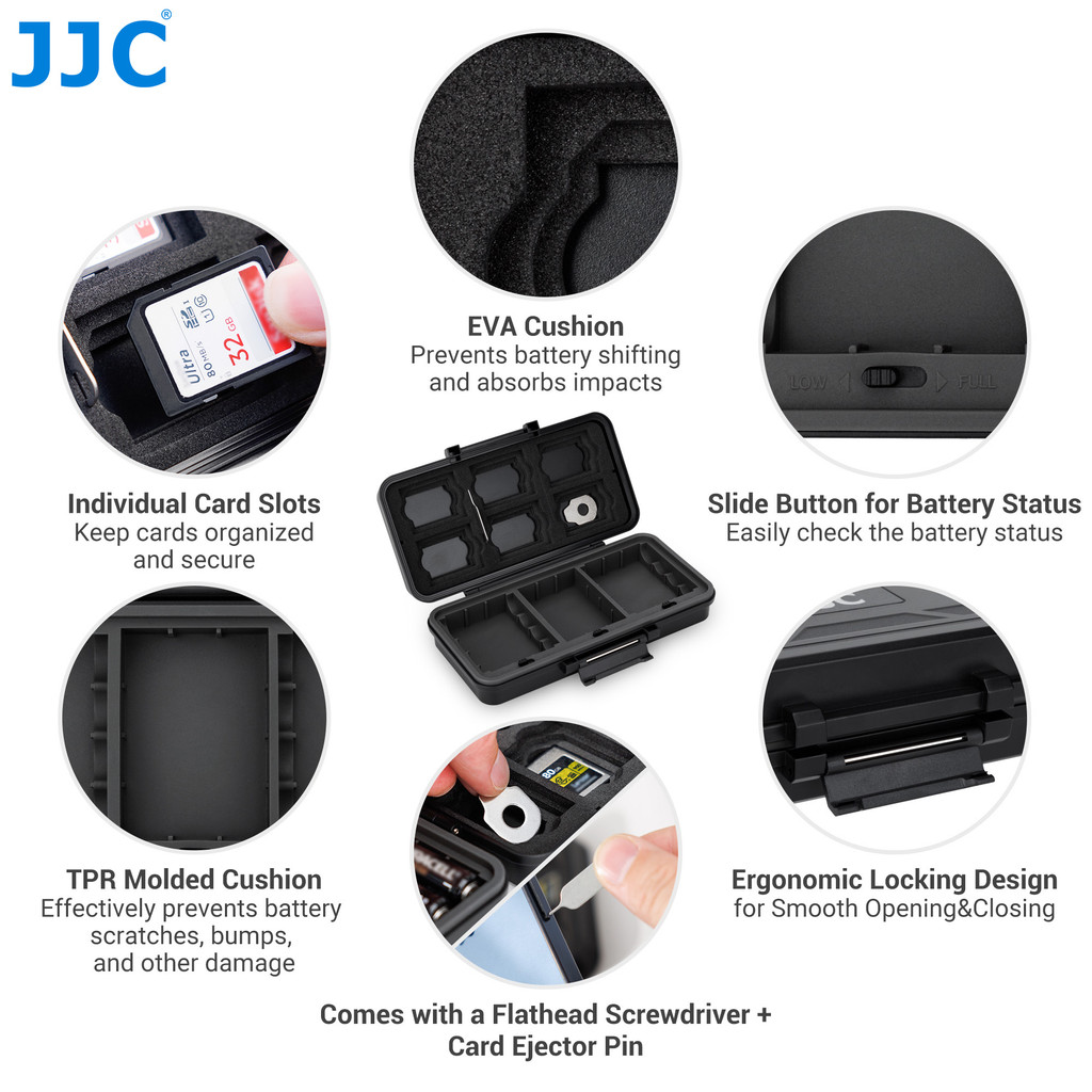 Jjc Camera Battery Memory Card Storage Case For 6 Sd Card 6 Cfexpress Type-B/Xqd 5 Cfexpress Type-A