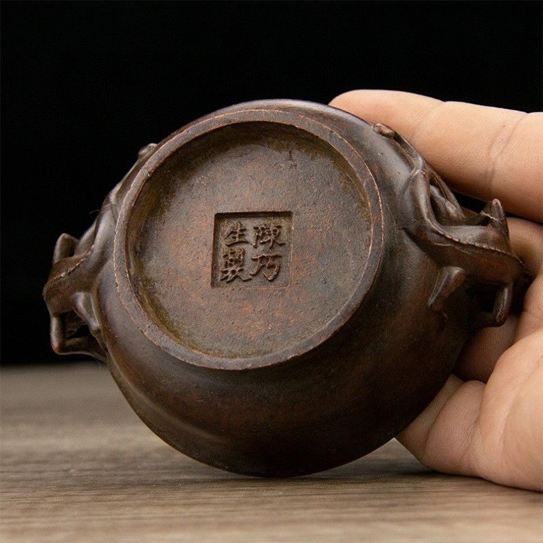 Antique incense burner double dragon ear incense burner retro home incense insert incense burner