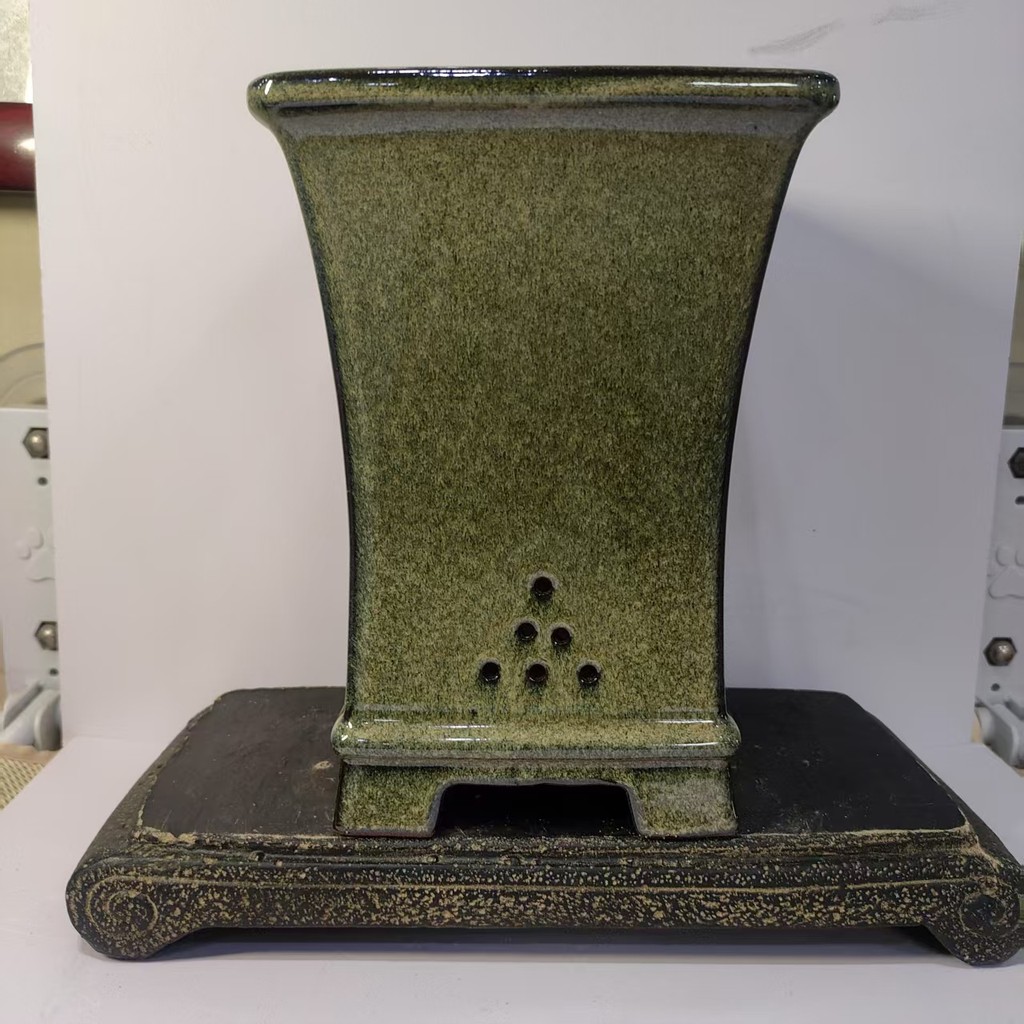 Square shaped classic glazed cascade pot &bonsai pot