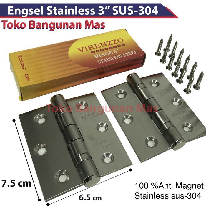 Engsel PINTU STAINLESS 3" Virenzzo SUS-304 ENGSEL JENDELA PINTU Bagus Tools