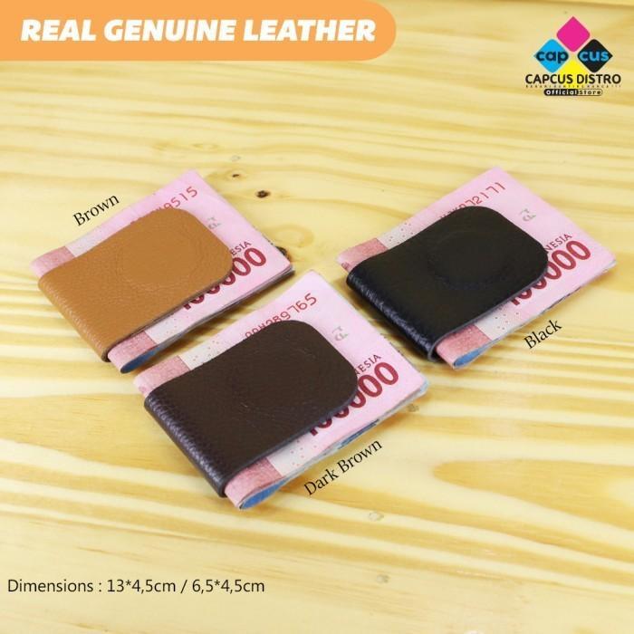 Dompet Minimalis Croco Money Clip Leather Magnetic Klip Uang Magnet Kulit Leather Clip Kulit Asli