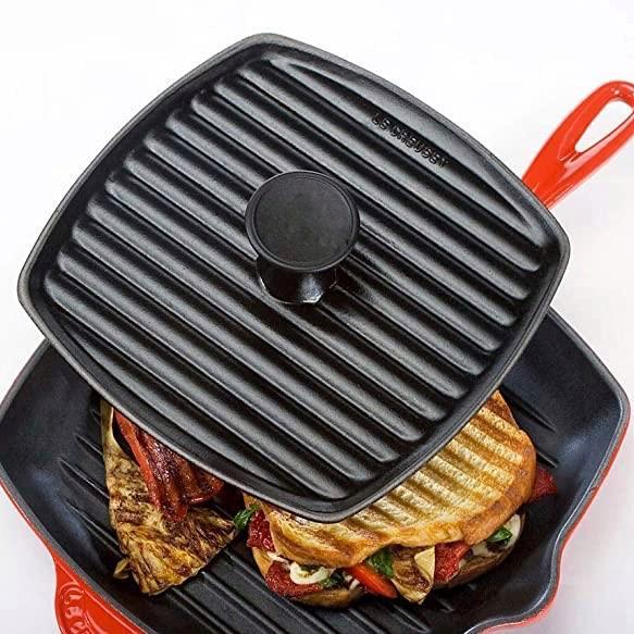 Cast iron meat presser grill 7 inch press skillet besi cor ancuran