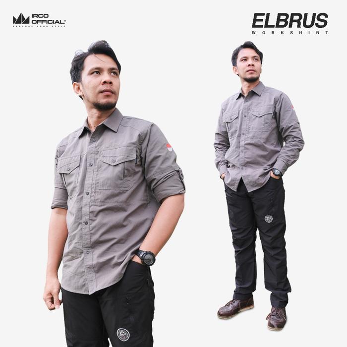 IRCO Elbrus Kemeja Outdoor Pria Abu Quickdry Lengan Panjang Twill - Baju Lapangan Pdh Pdl Regular