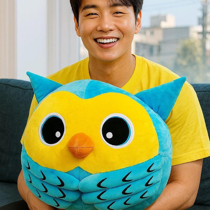 BONEKA OWL JUMBO ROUMANG BIRU