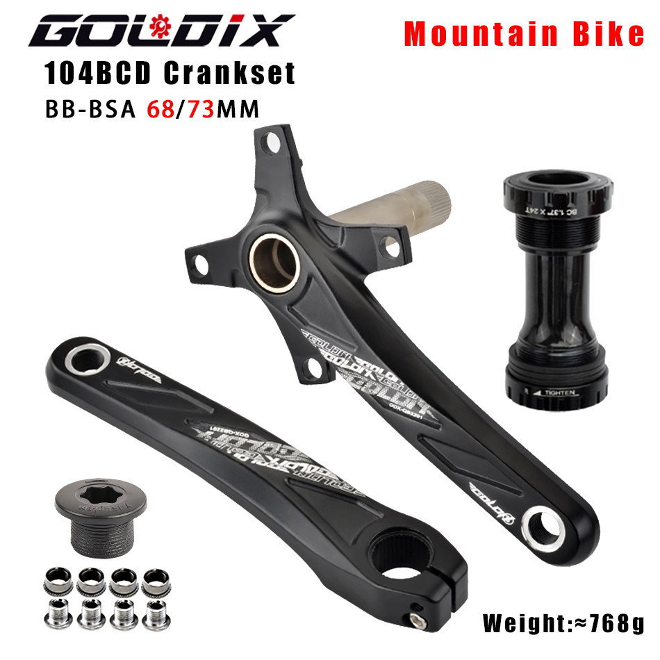 GOLDIX 104BCD MTB Crankset 165mm 170mm 175mm crank Round/Oval chainring 32T/34T/36T/38T Narrow Wide