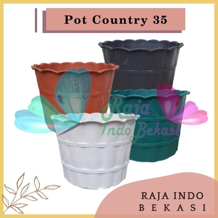 Raja Indo Pot Shallom Country 35 Pot Bunga Hias Besar Pot Motif Bambu