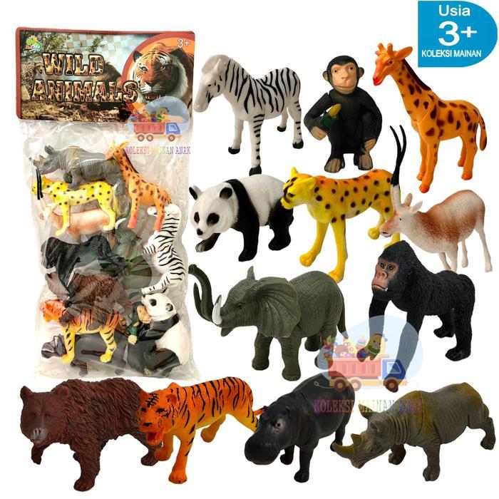 mainan anak hewan karet binatang set figure wild animal