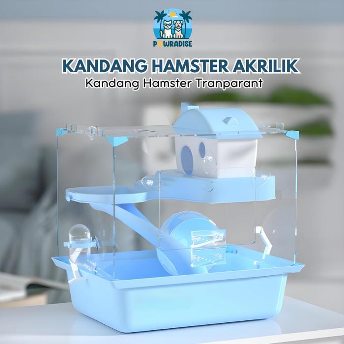 Kandang Hamster Akrilik Transparan - Kandang Hamster 2 Tingkat Lengkap - Pet Hamster Cage