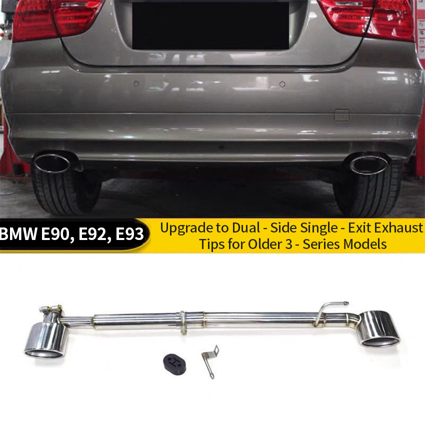 Terbaru Car Accessories Double Exhaust Tip For BMW E90 E92 E93 Exhaust Pipe Stainless Steel Muffler 