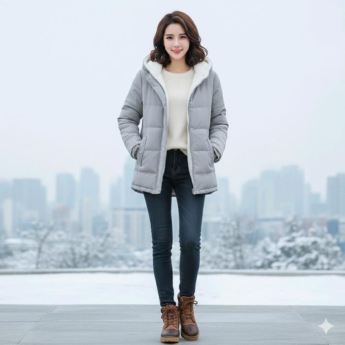 Jaket Winter Korea Wanita Bulu Angsa Tebal / Jaket Winter Bulu Tebal / Mantel Wanita Korea Terbaru