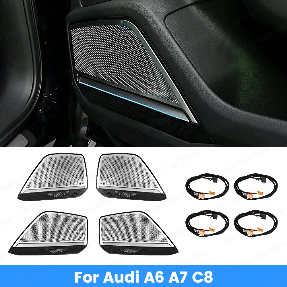 For Audi A6 A7 C8 LED Speaker Cover Door Audio Decorative Ambient Light Car Horn Trim Panel-Custom