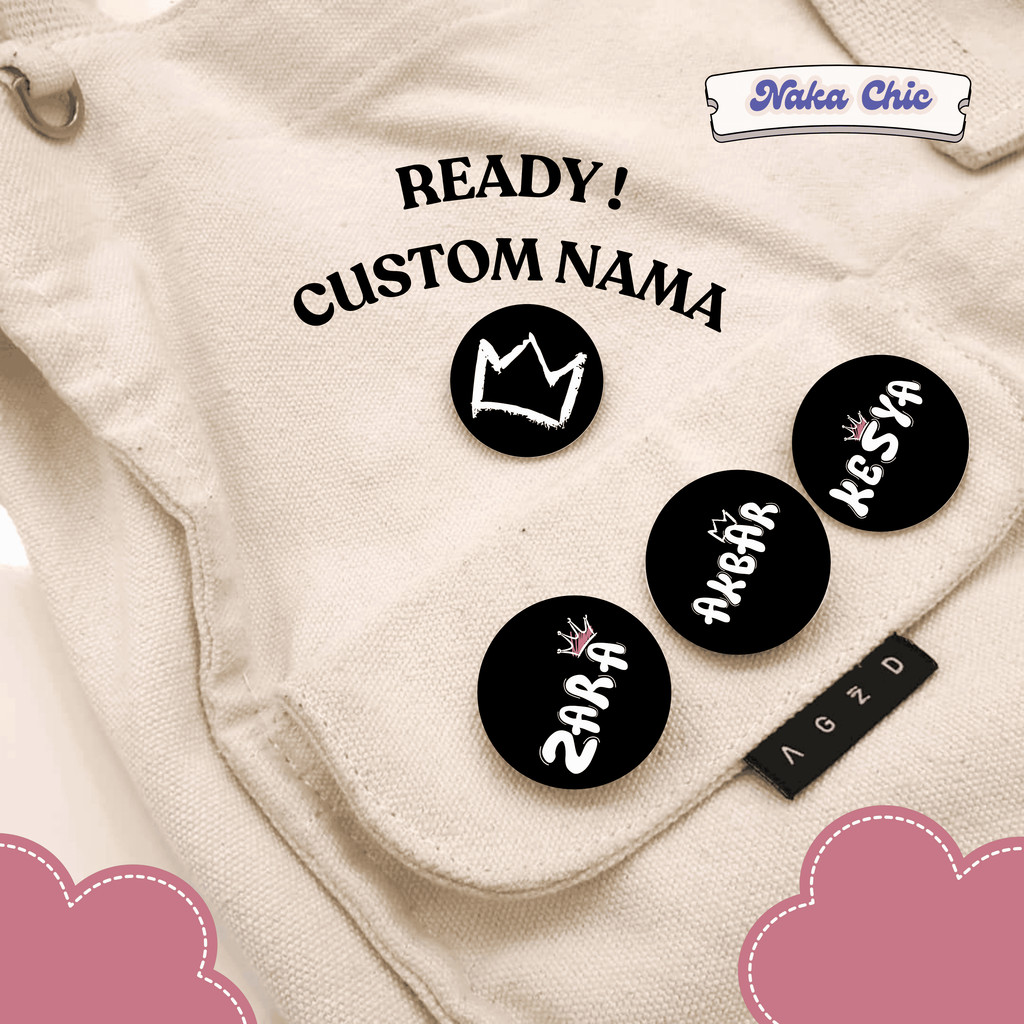 PIN CUSTOM  NAMA GIRL & BOY - Pin Nama Anak Sekolah & Aksesoris Tas Unisex