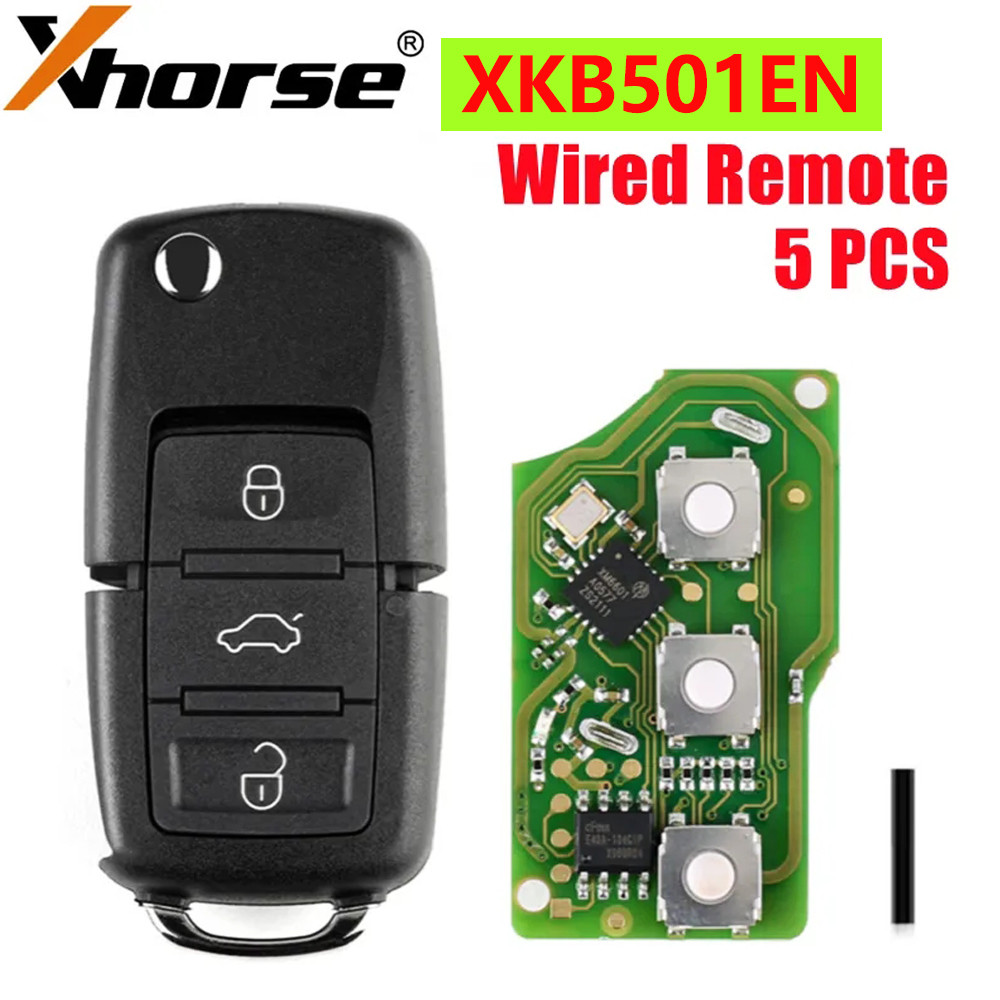 5pcs/lot Xhorse VVDI2 for VW B5 Universal Wire Remote Car Key XKB501EN 3 Buttons X001-01 for VVDI2 V