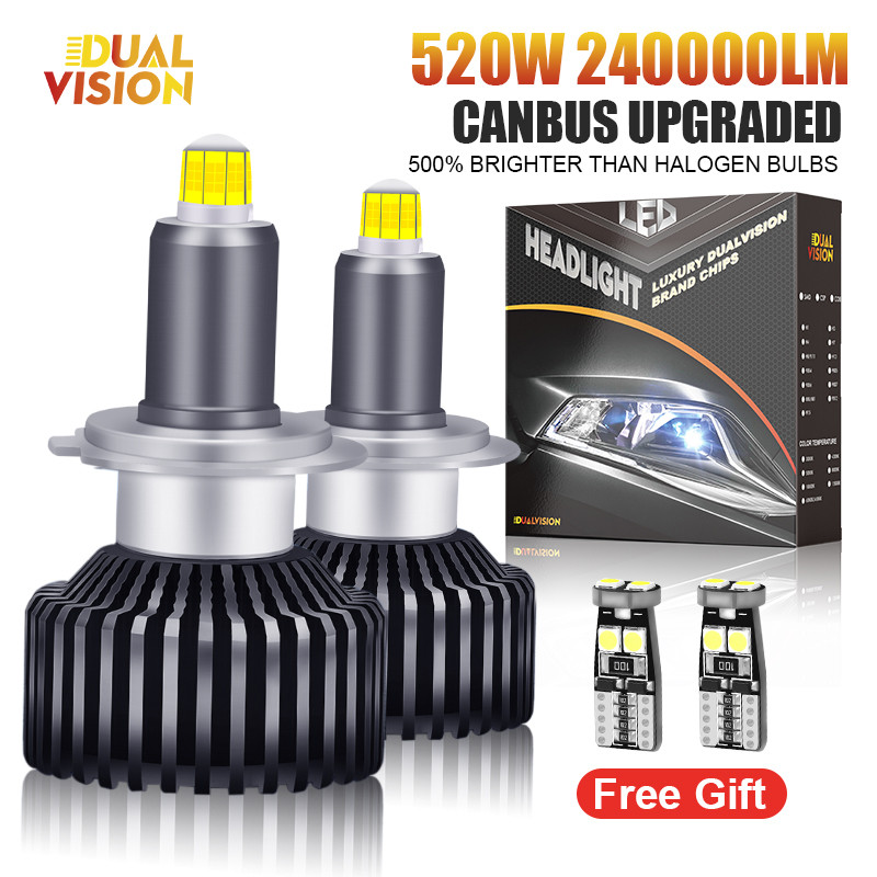 520W 360 H7 LED Canbus H11 H1 240000LM HB3 HB4 9005 9006 D2S D4S Turbo LED Car Headlight Bulb 6000K 