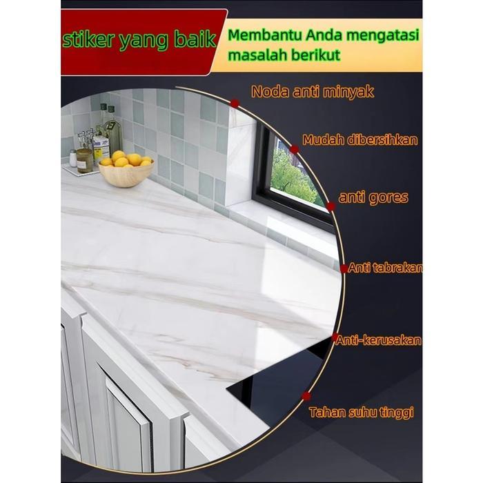 60cm * 10m wallpaper dapur stiker/wallpaper marmer/stiker kabinet meja makan/stiker dinding
