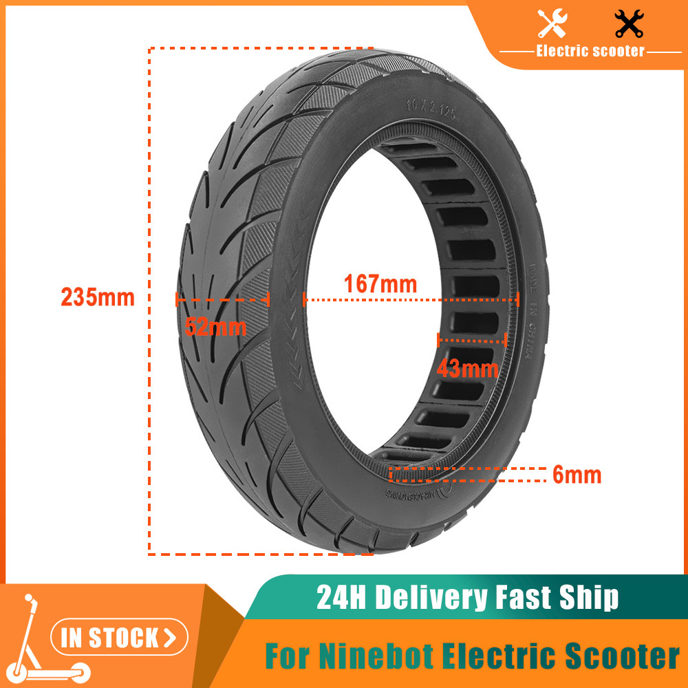 10 Inch 10x2.125 Rubber Solid Tire For Ninebot Segway F20 F25 F30 F40 Electric Scooter Tubeless
