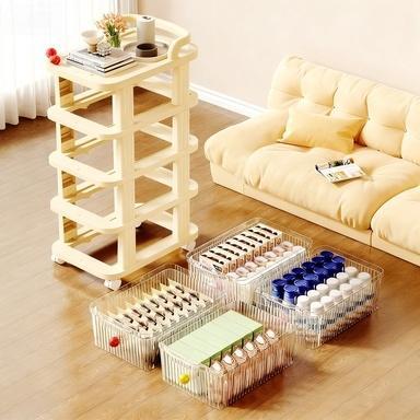 Rak susun plastik Rak Makanan Rak Dapur Rak Laci Susun Serbaguna Tempat Penyimpanan Katrol