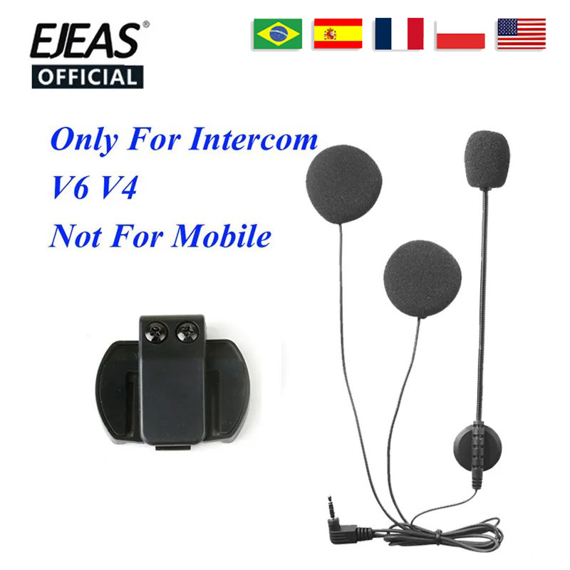 EJEAS 3.5mm Microphone Speaker Headset And Helmet Intercom Clip for EJEAS V4 V6 Motorcycle